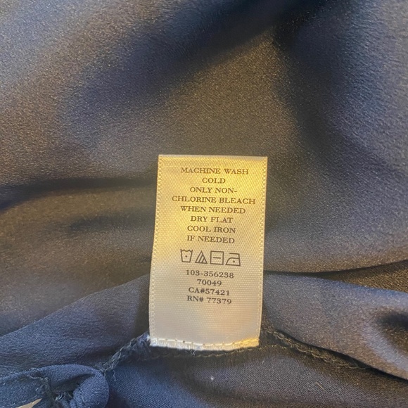 Ann Taylor long sleeve button front collared blouse, dark blue, size XXSP - Picture 10 of 11